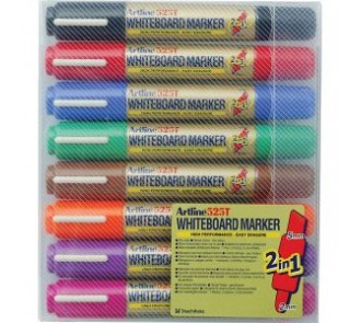Artline 2-in-1 Whiteboard Markers (Pack of 8)